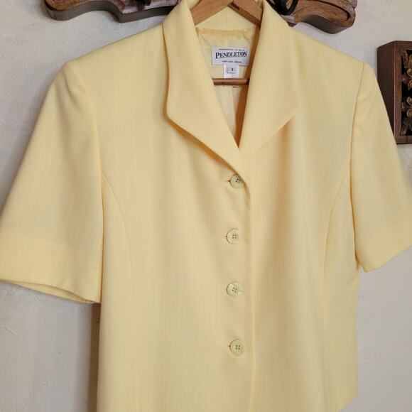 VTG Pendleton Women's Short Sleeve Linen Blend Canary Yellow Blazer Jacket✨️8 - Picture 11 of 11